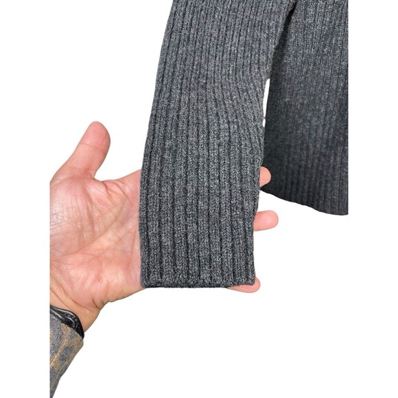 Garnet Hill Womens M  Gray  Wool Turtle Neck Pullover Side Buttons Lace Trim‎ - Picture 5 of 14